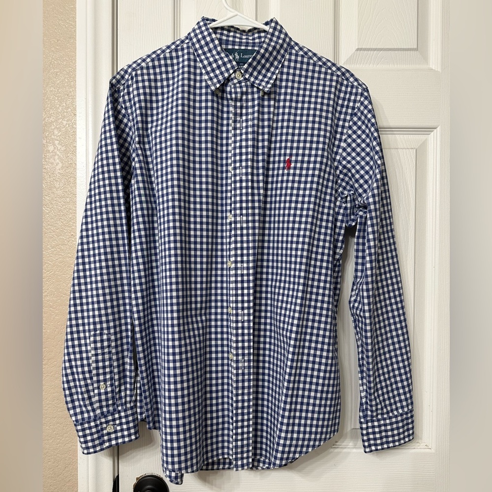 Ralph Lauren Navy and White Checkered Shirt